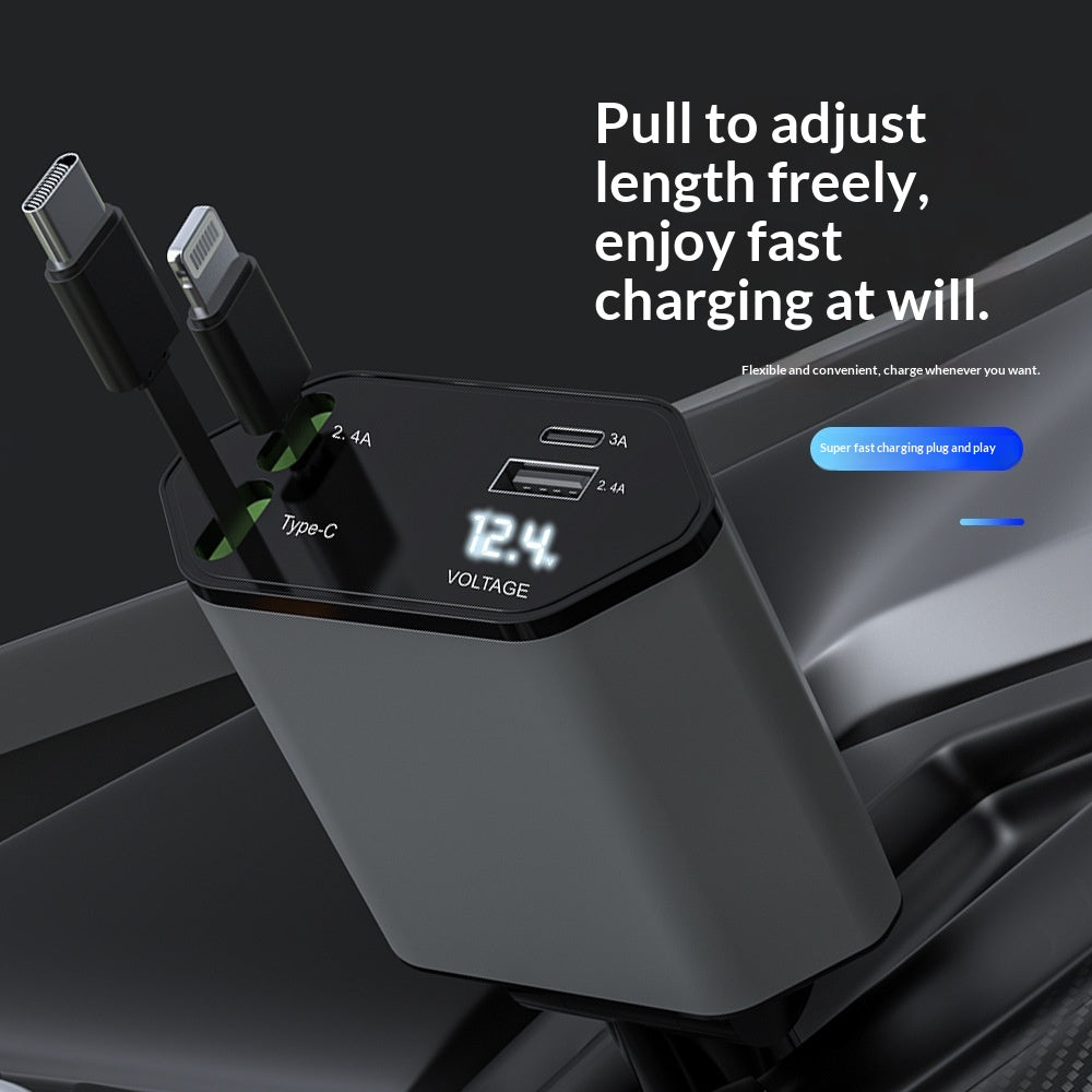 Gizlux Relay 4-in-1 retractable car charger with two USB-C cables - image 4