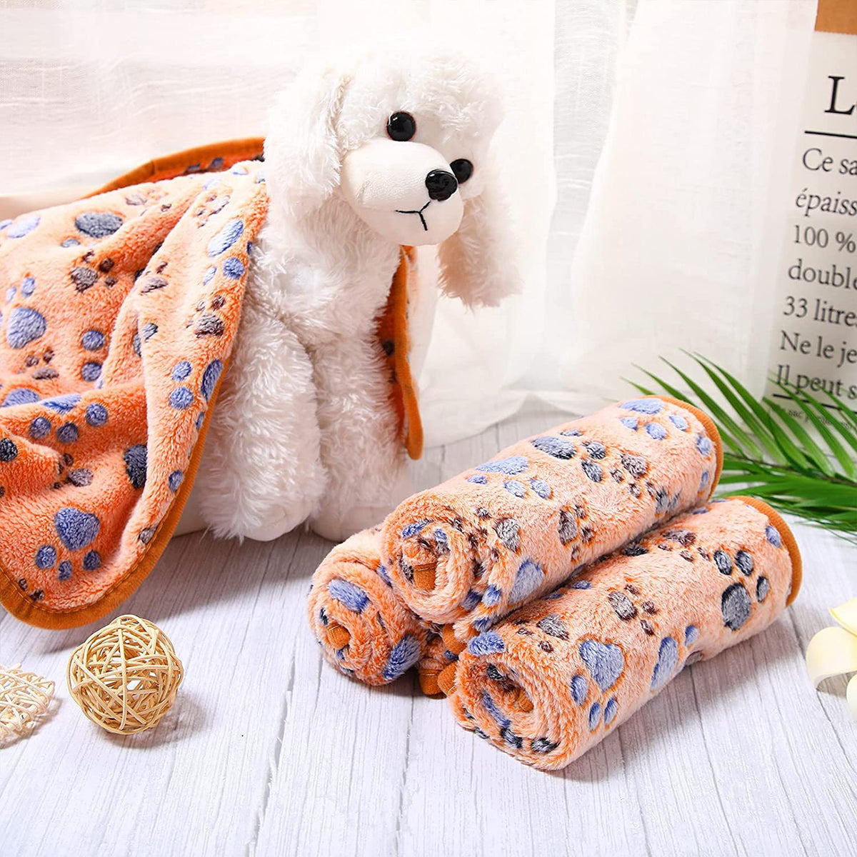 Gizlux Snug coral fleece paw-print pet blanket - image 2