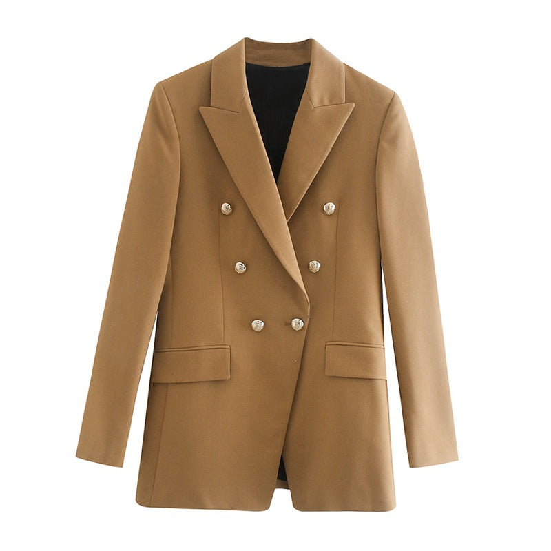 Gizlux Sienna women's camel double-button blazer - image 5