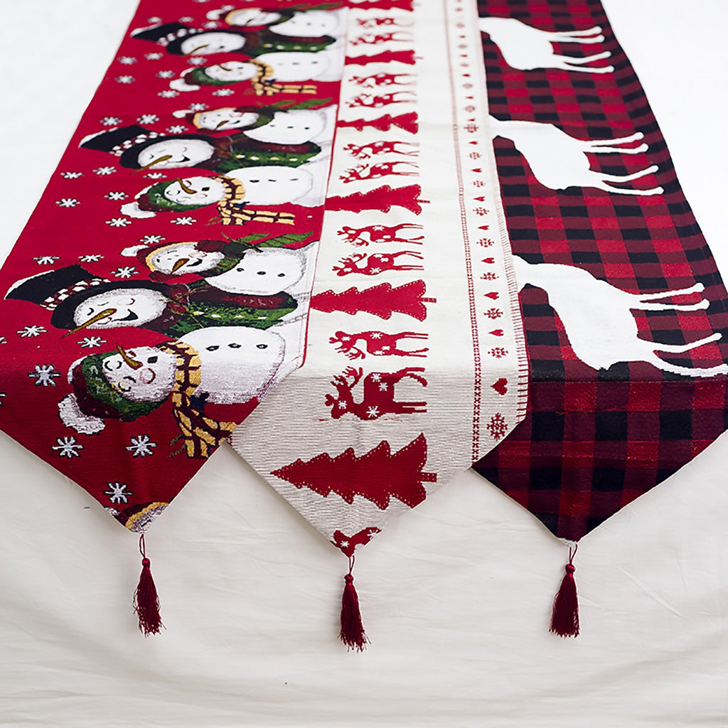 Gizlux christmas table runner, snowman & reindeer (35 x 180 cm) - image 1