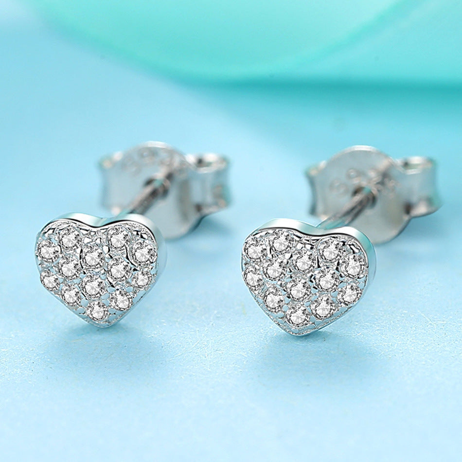 Gizlux heart stud earrings (925 silver & zircon) - image 3