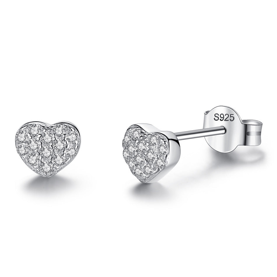 Gizlux heart stud earrings (925 silver & zircon) - image 1