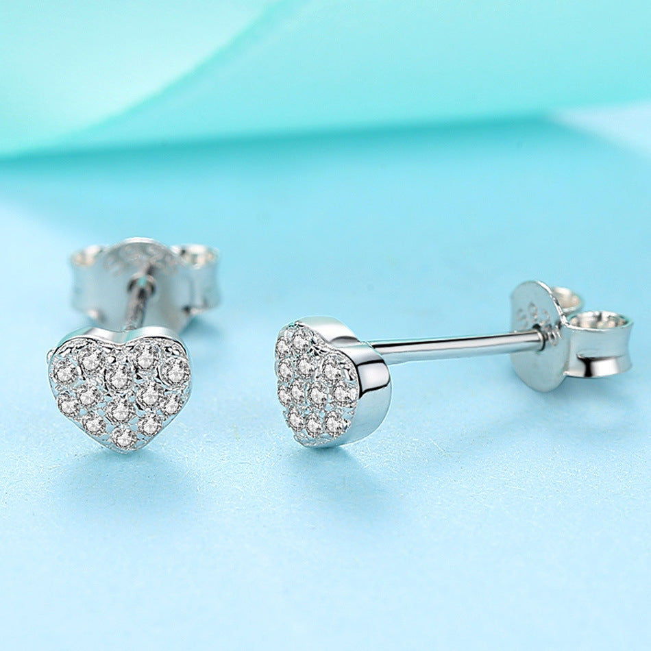 Gizlux heart stud earrings (925 silver & zircon) - image 2