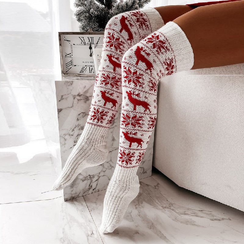 Gizlux reindeer knit Christmas thigh-high socks - image 3