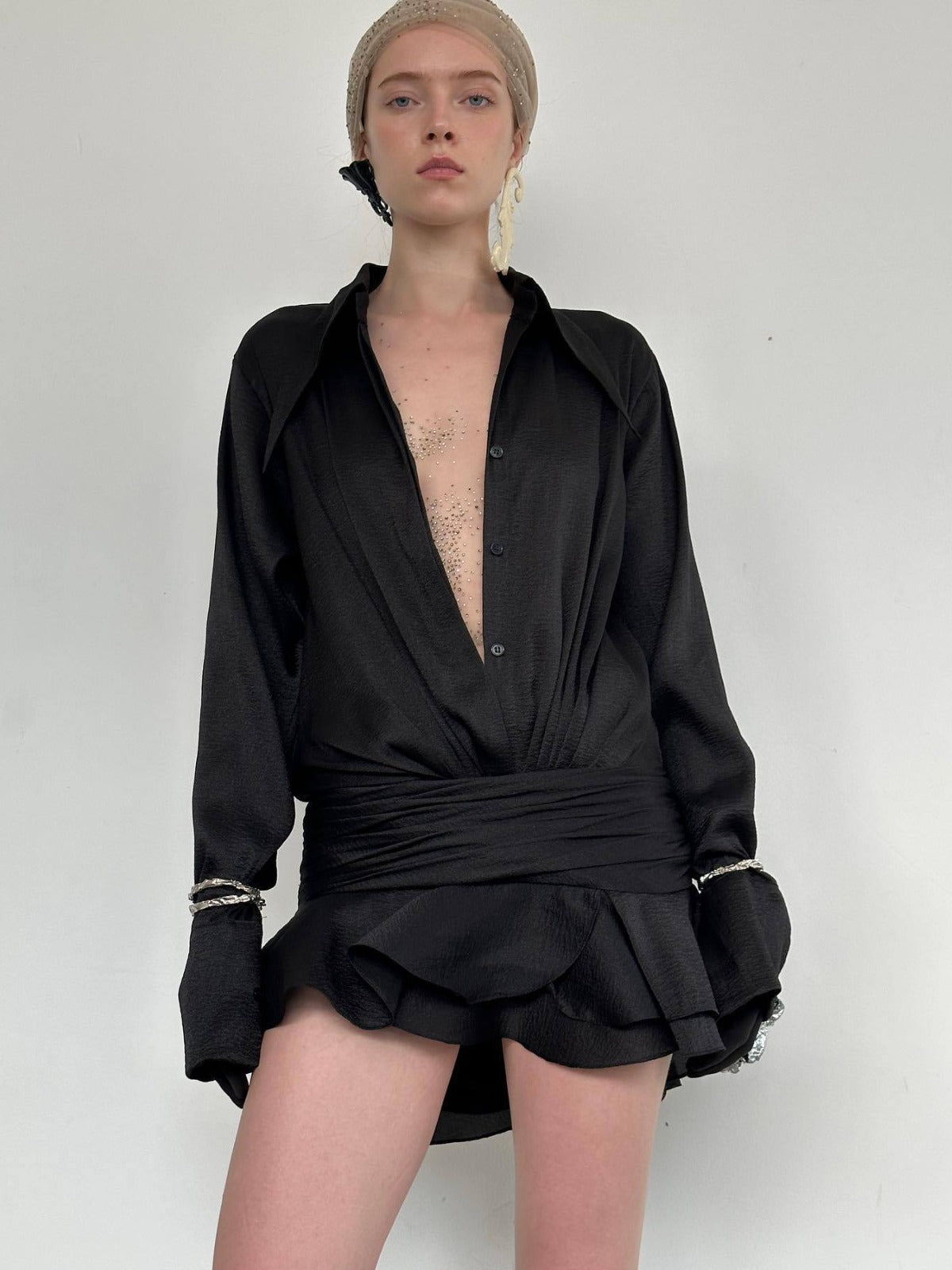 Gizlux Ruffle women's wrap-front shirt dress - image 7