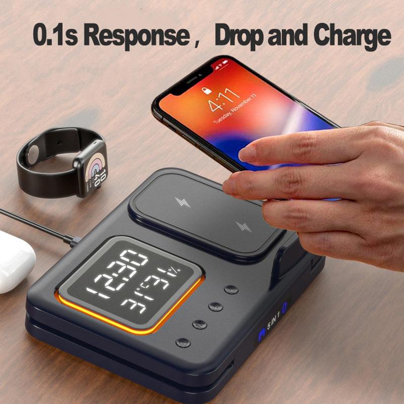 Gizlux Dock 5-in-1 wireless charger with LED alarm clock - image 4