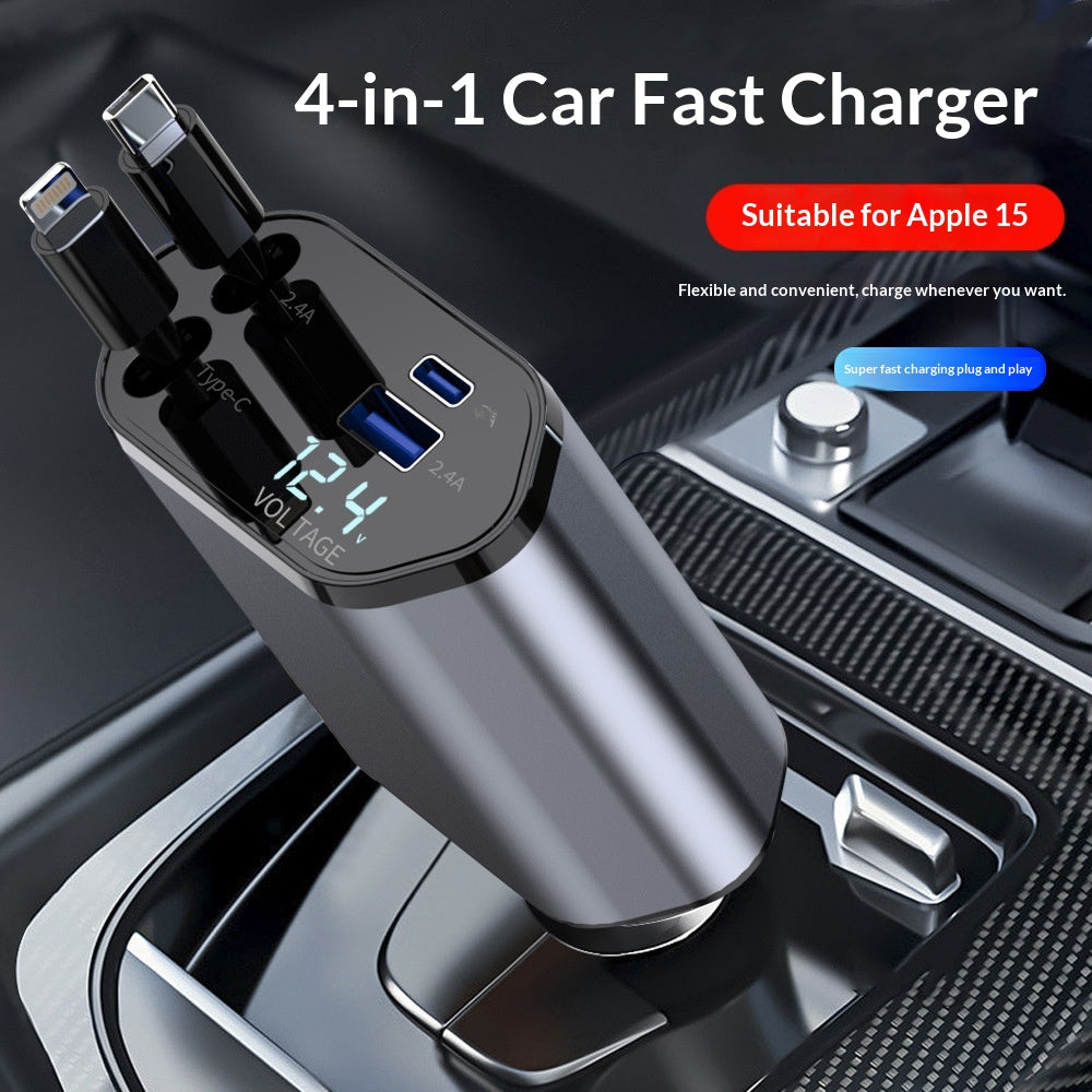 Gizlux Relay 4-in-1 retractable car charger with two USB-C cables - image 3