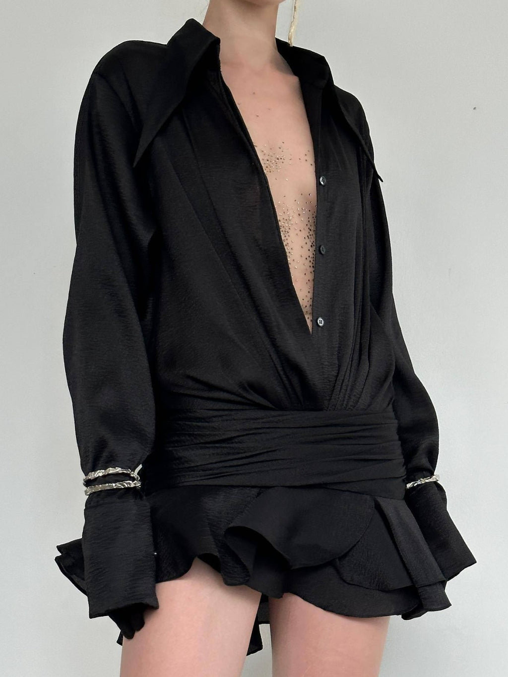 Gizlux Ruffle women's wrap-front shirt dress - image 5