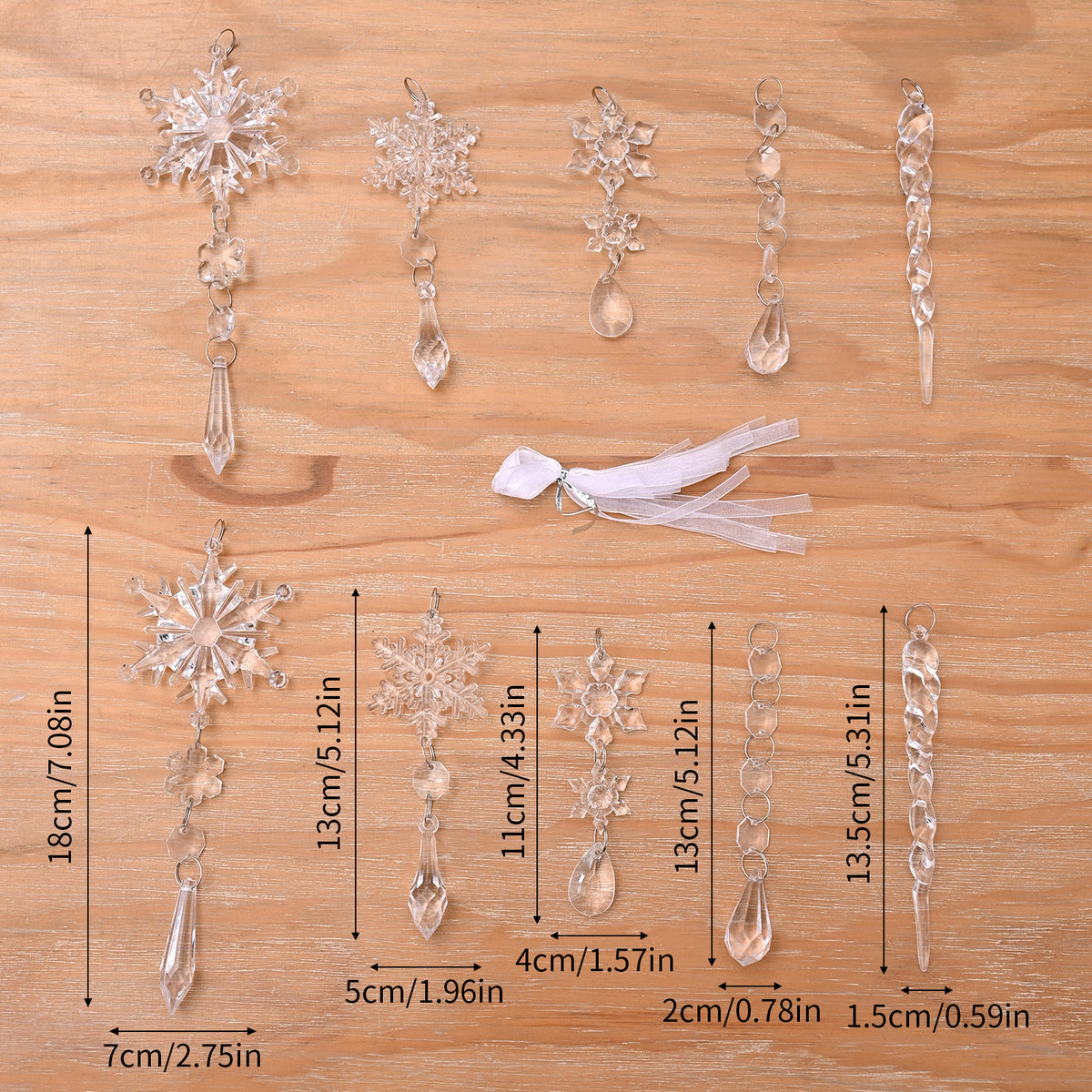Gizlux clear acrylic icicle & snowflake ornaments (10 pieces) - image 2
