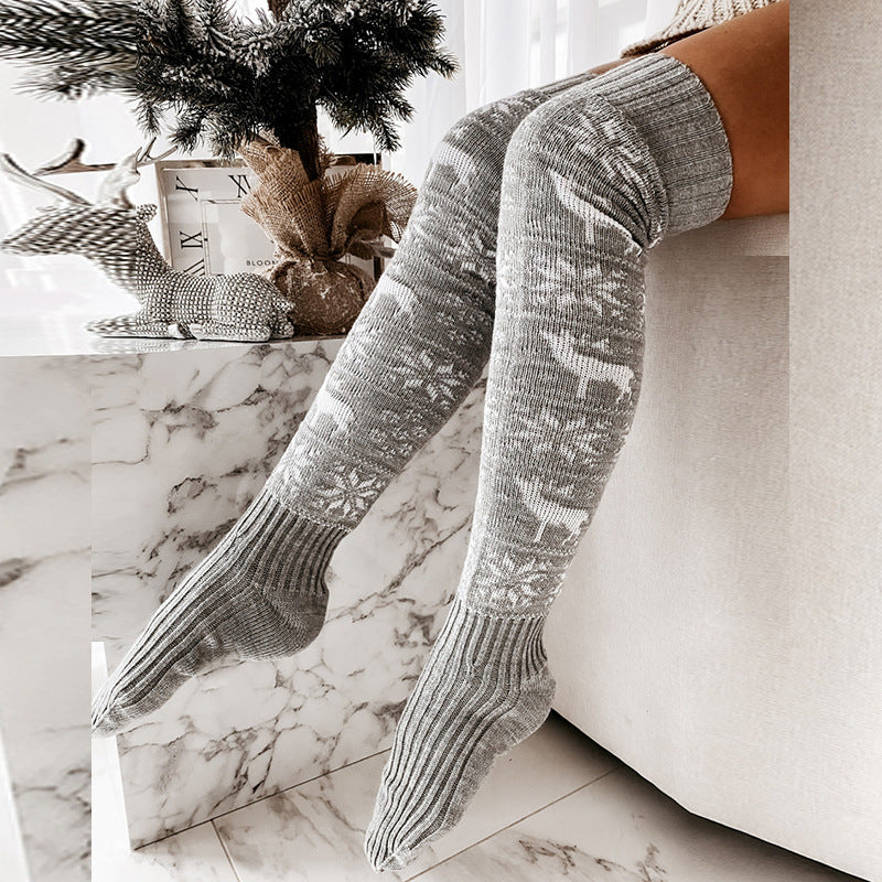 Gizlux reindeer knit Christmas thigh-high socks - image 8