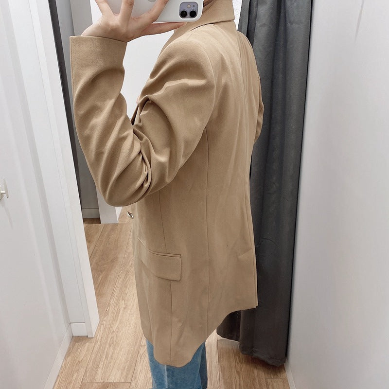 Gizlux Sienna women's camel double-button blazer - image 2