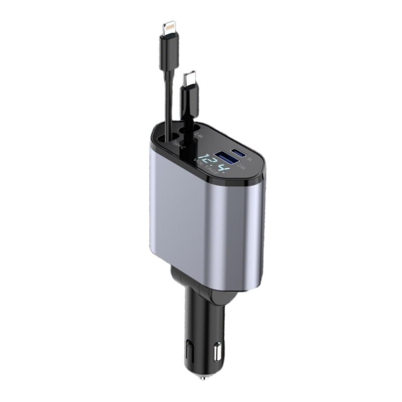 Gizlux Relay 4-in-1 retractable car charger with two USB-C cables - image 1