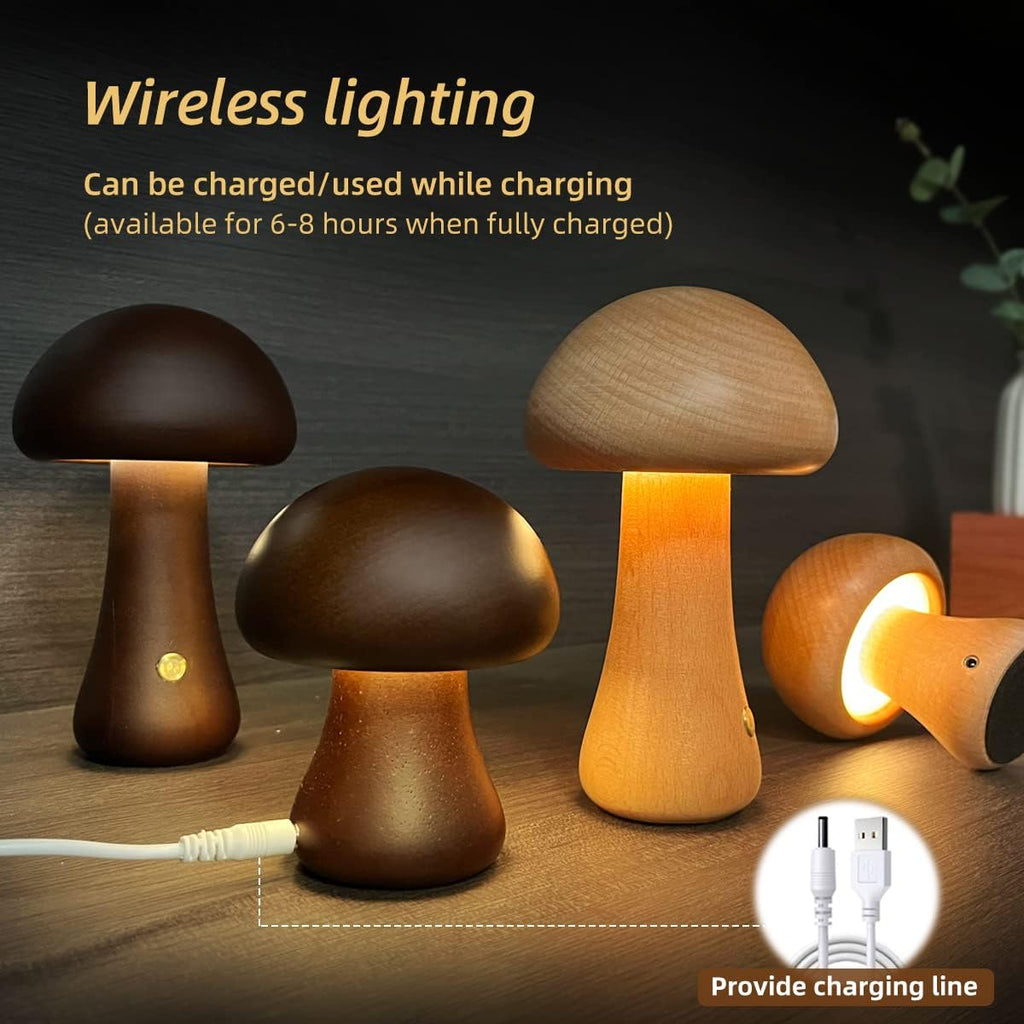 Gizlux wooden mushroom led night light - image 4