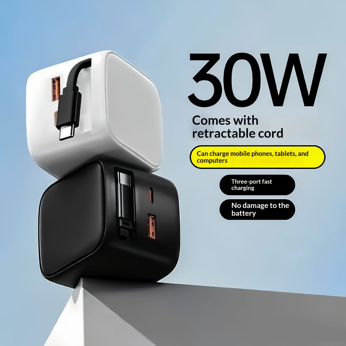 Gizlux Spool compact wall charger with built-in retractable cable - image 1