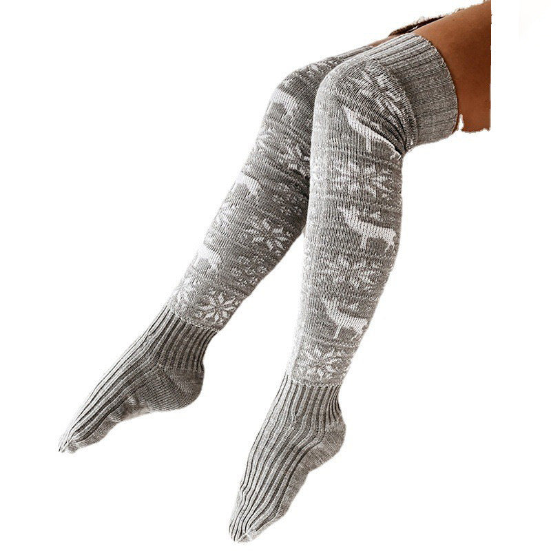 Gizlux reindeer knit Christmas thigh-high socks - image 2