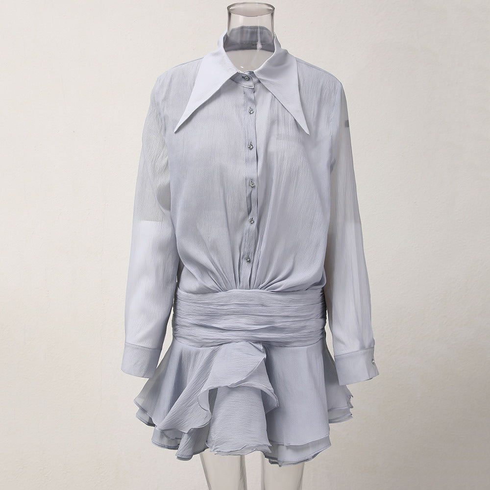 Gizlux Ruffle women's wrap-front shirt dress - image 9