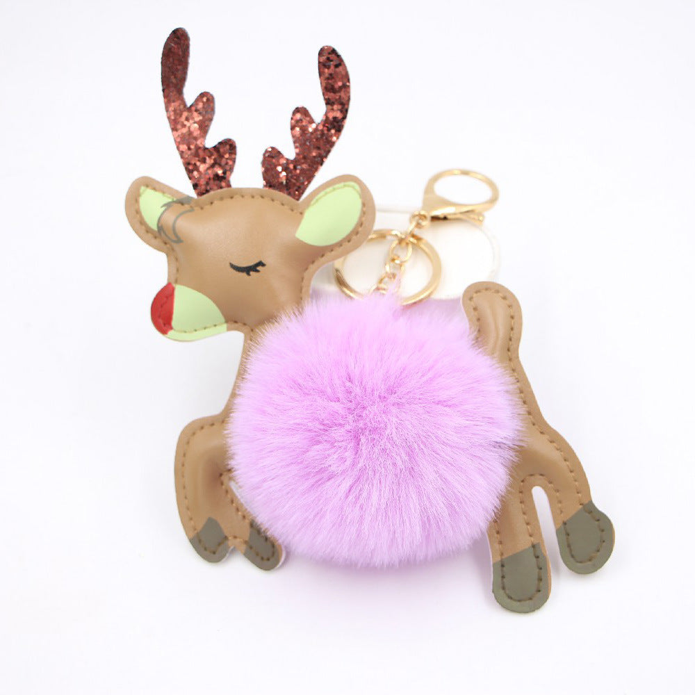 Gizlux reindeer pom-pom keychain bag charm - image 1