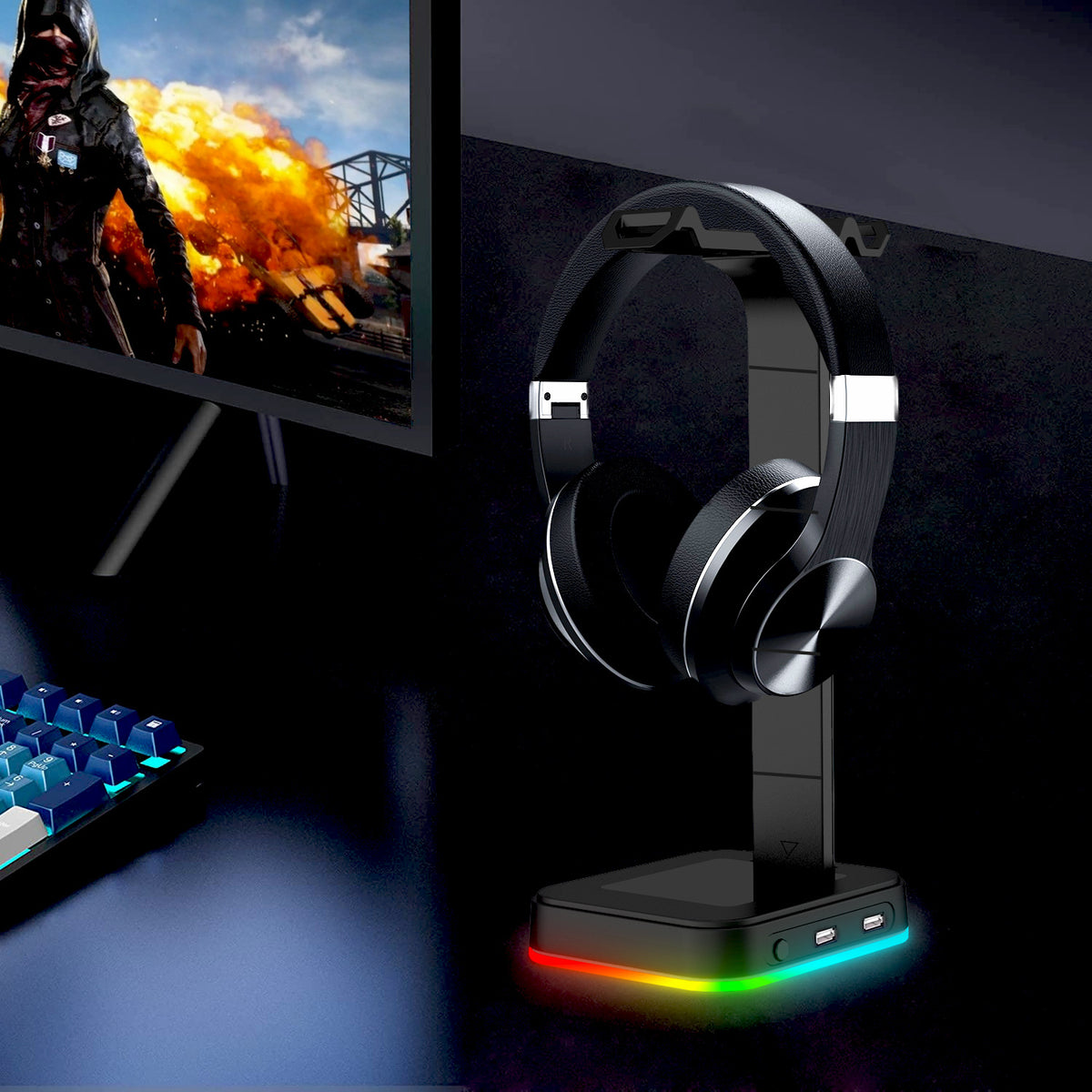 Gizlux Halo RGB headset stand with USB hub - image 2