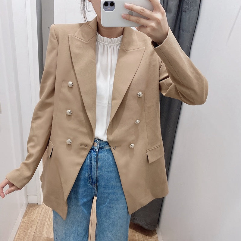 Gizlux Sienna women's camel double-button blazer - image 1