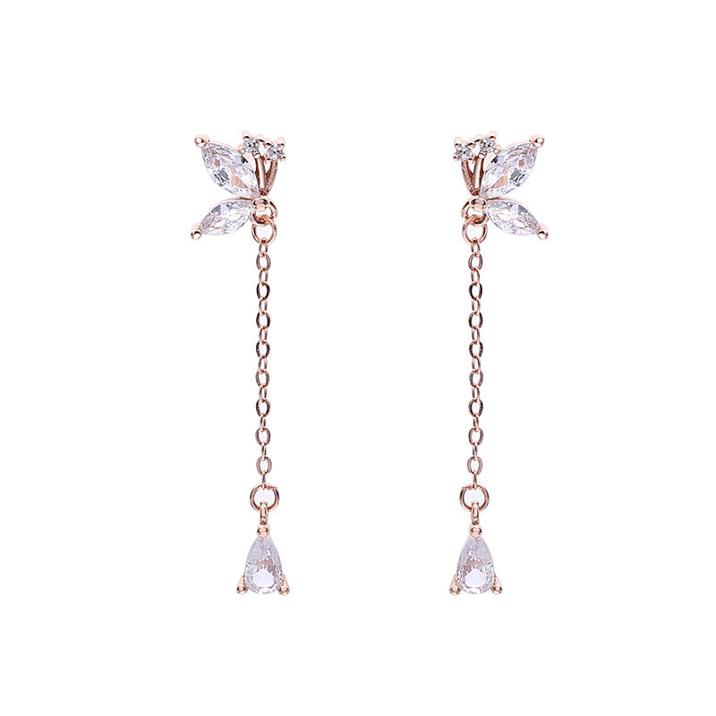 Gizlux butterfly tassel drop earrings (925 silver) - image 2