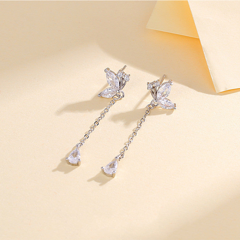 Gizlux butterfly tassel drop earrings (925 silver) - image 4