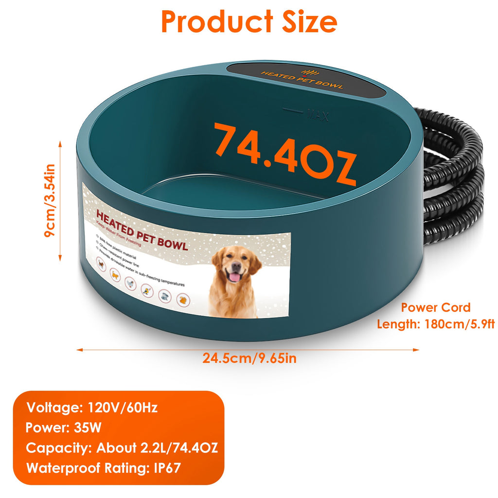 Gizlux Thaw heated pet water bowl 74 oz - image 11