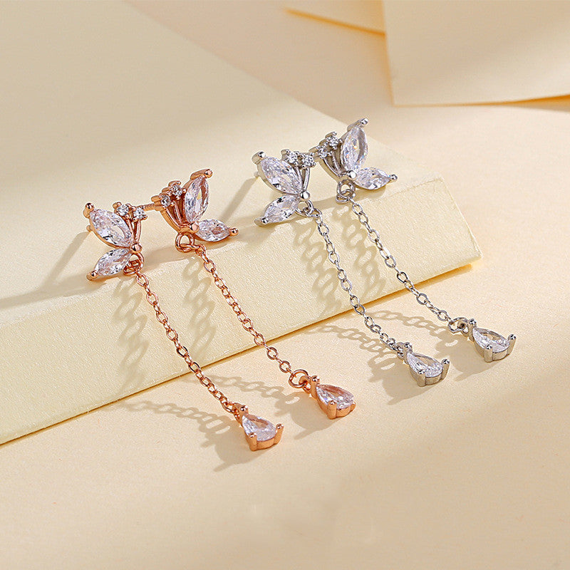 Gizlux butterfly tassel drop earrings (925 silver) - image 5