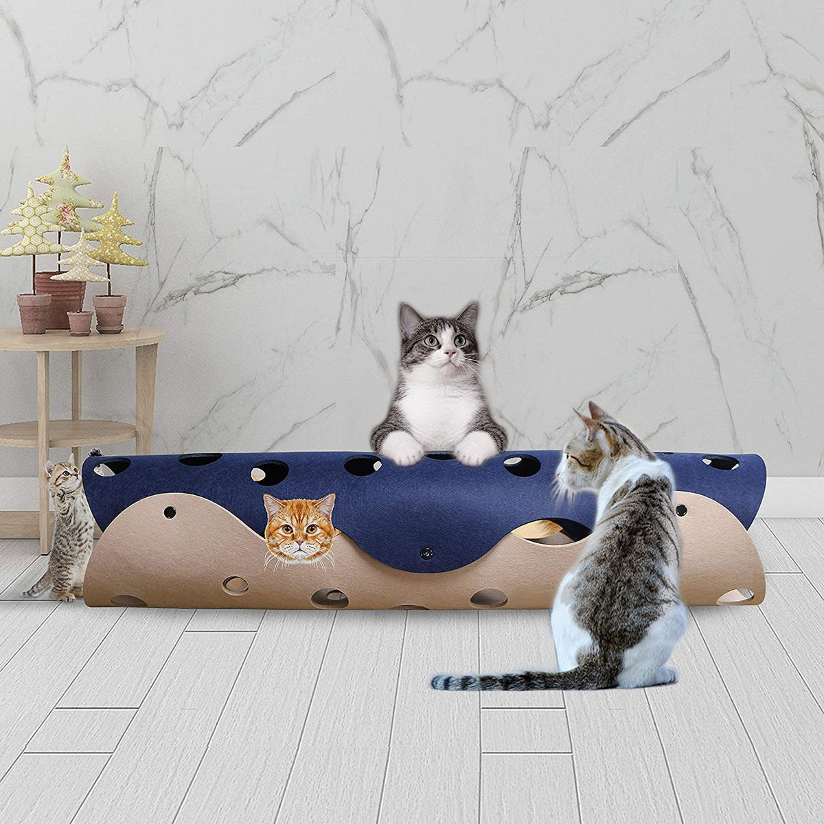 Gizlux Burrow felt cat tunnel with peepholes - image 1