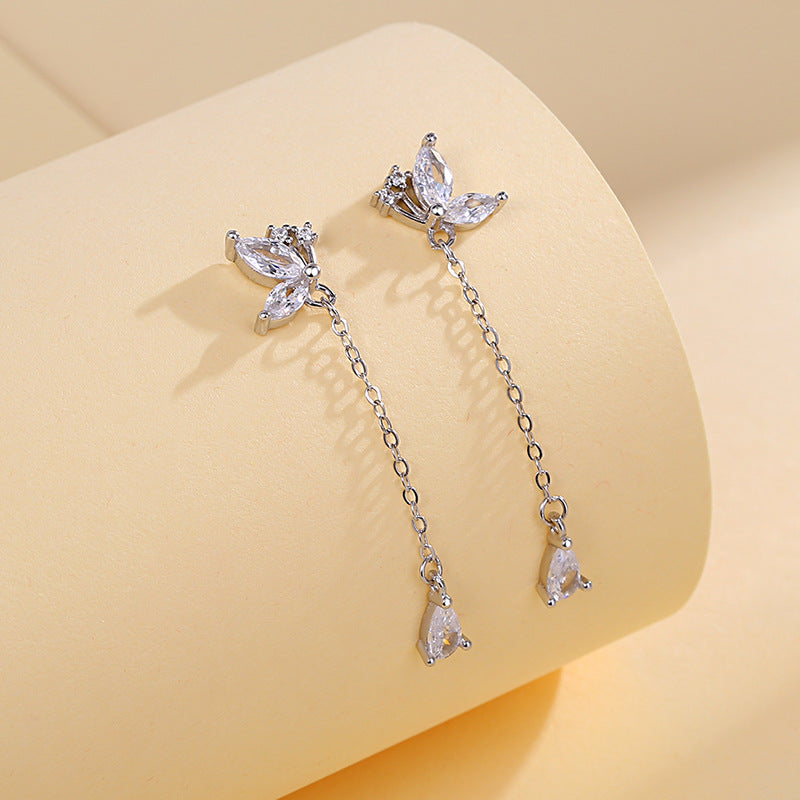 Gizlux butterfly tassel drop earrings (925 silver) - image 1