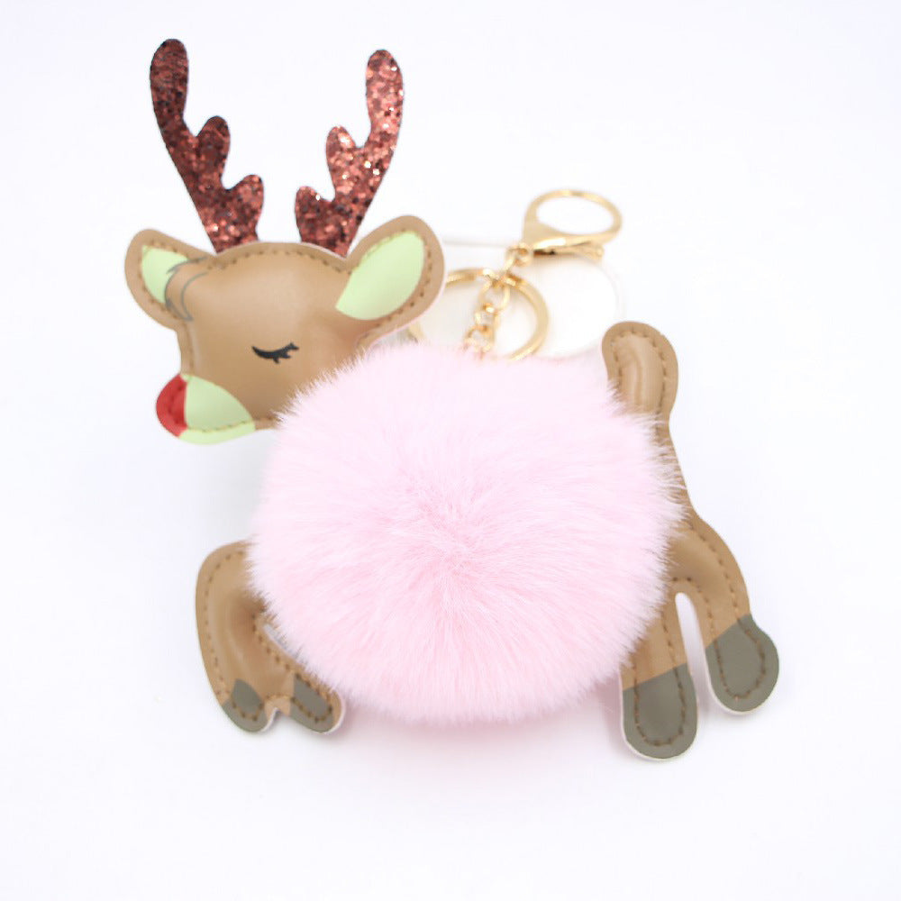 Gizlux reindeer pom-pom keychain bag charm - image 3