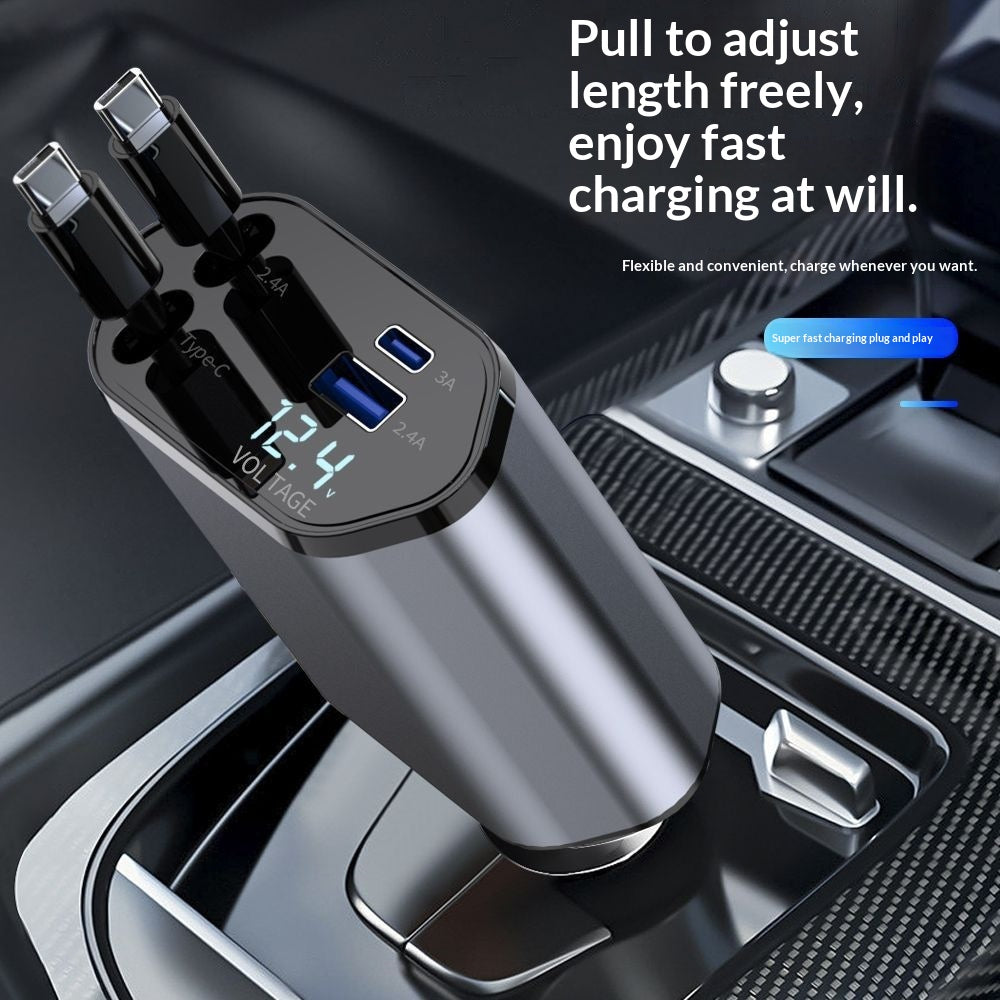 Gizlux Relay 4-in-1 retractable car charger with two USB-C cables - image 2
