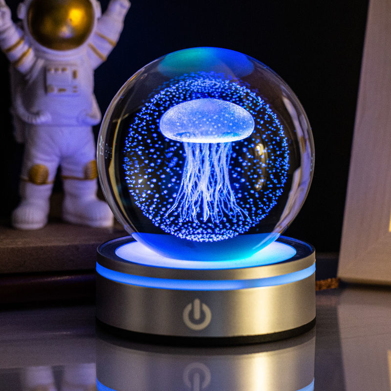 Gizlux Crystal 3D engraved luminous night light ball - image 3